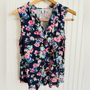 Talbots Floral Tank size Small Petite Blue and Pink